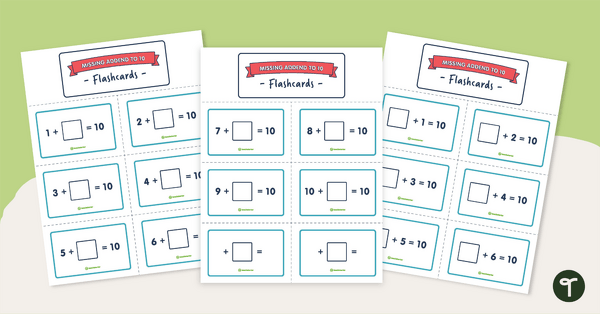 Go to Missing Addend to 10 Flashcards teaching resource