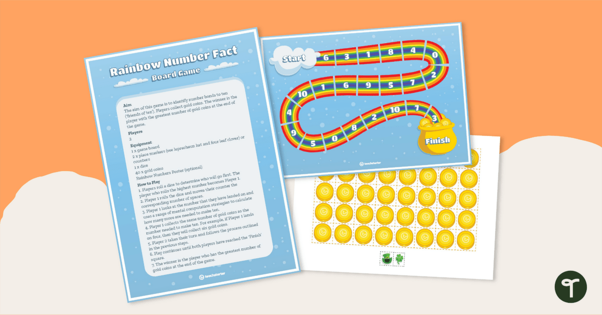 Rainbow Number Facts (Making 10) - Board Game teaching resource