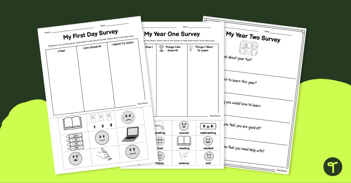 Back to School Surveys - All About Me teaching resource