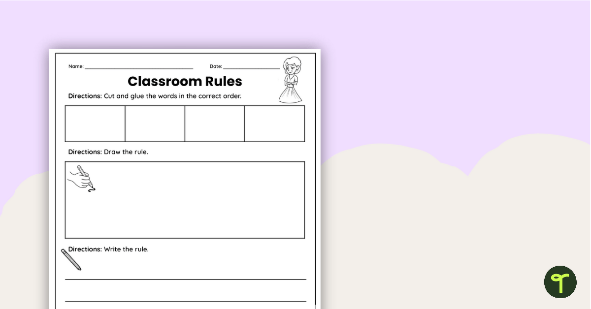 Classroom Rules Writing Prompt Pack teaching resource