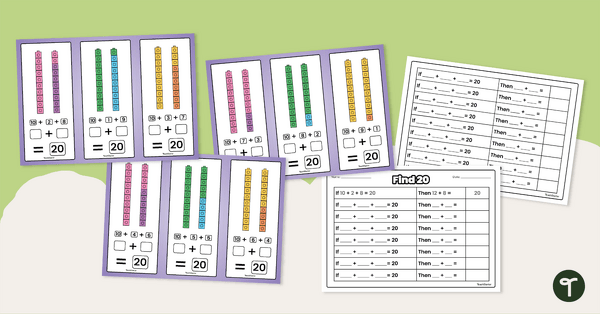 Go to Find 20 Addition Strategy Task Cards teaching resource