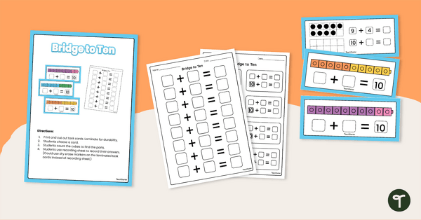 Go to Bridge to Ten Addition Strategy Task Cards teaching resource