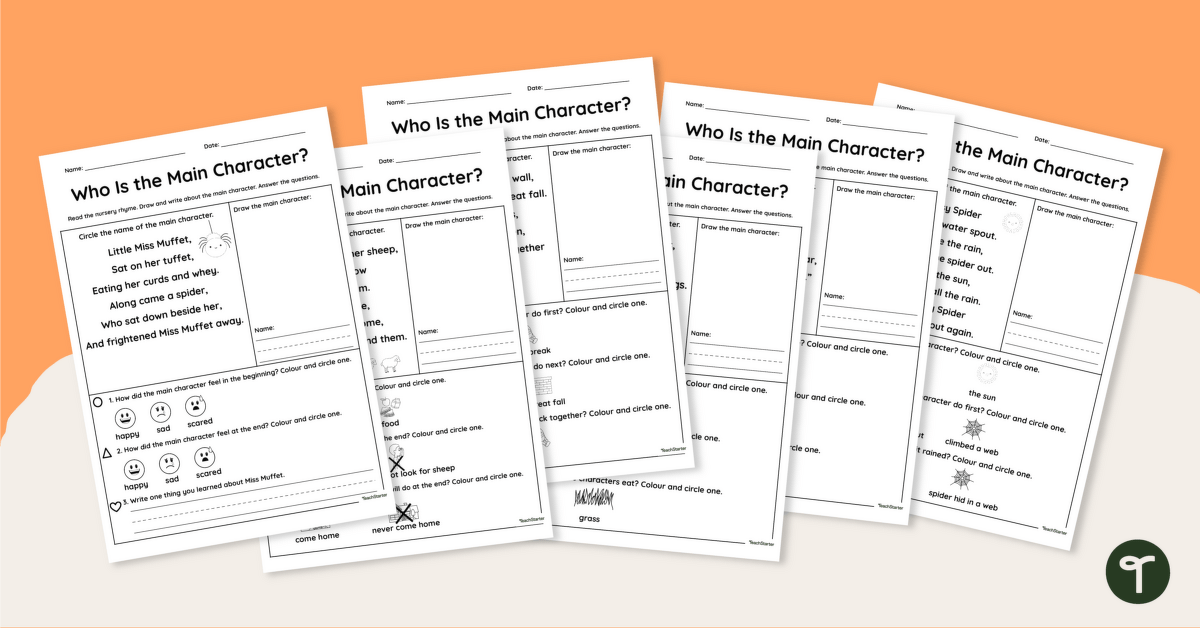 Who Is the Main Character? Worksheets teaching resource