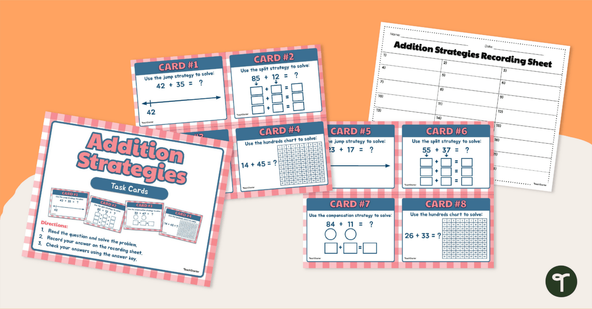 Addition Strategies Task Cards teaching resource