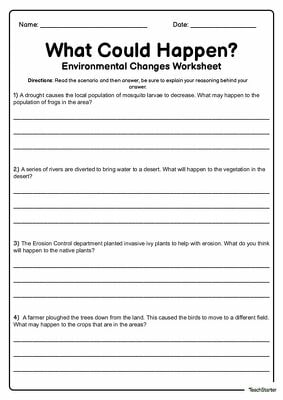 What Could Happen? - Environmental Changes Worksheet teaching resource