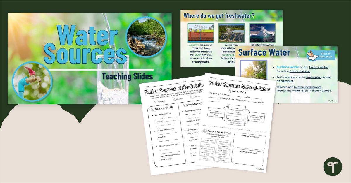 Water Sources Teaching Slides and Workbook teaching resource