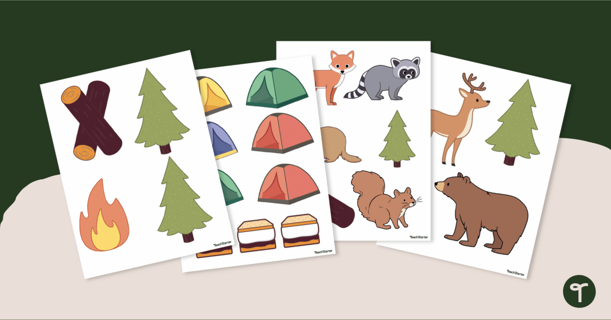 Camping Theme Classroom Cut Out Decorations for Bulletin Boards teaching resource