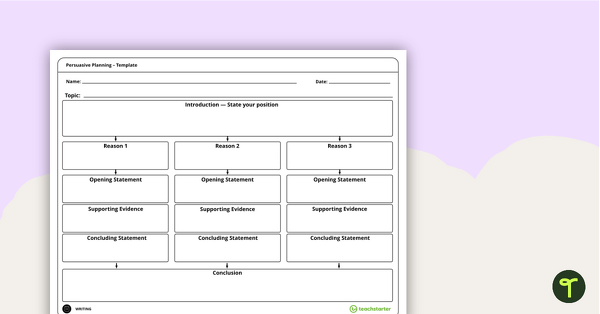 Image of Persuasive Writing Planning Template