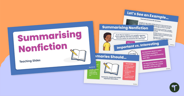 Go to Summarising Nonfiction Teaching Slides teaching resource