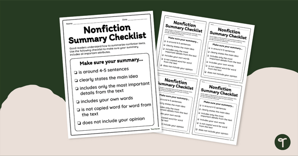 Go to Nonfiction Summary Checklist teaching resource