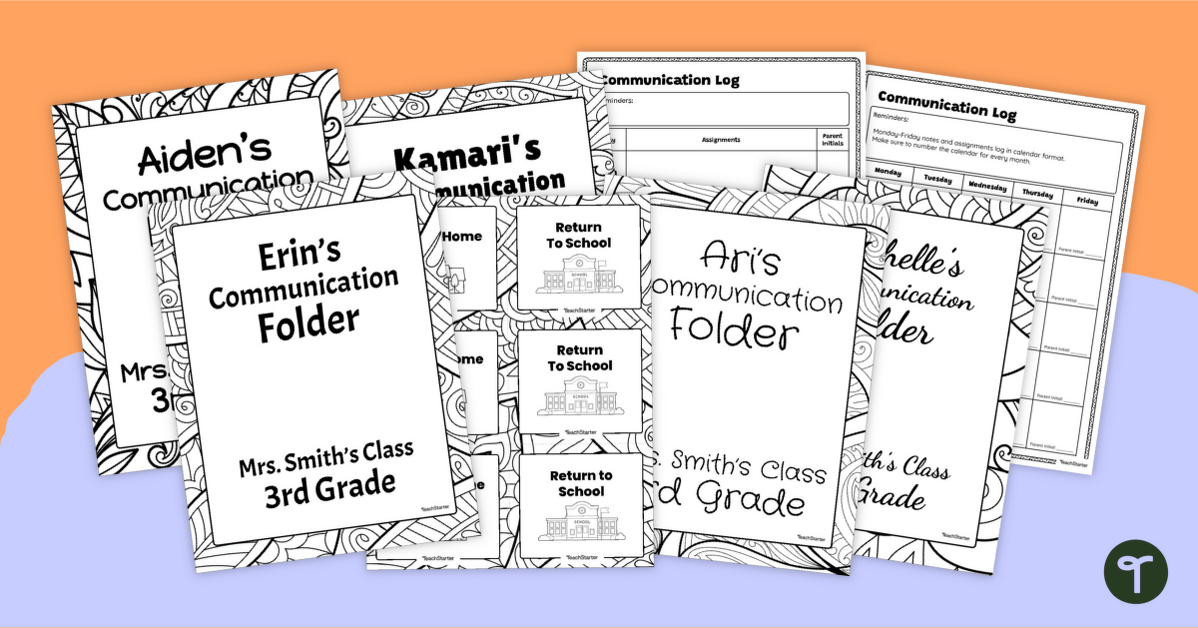 Printable Take-Home Folder Covers teaching resource