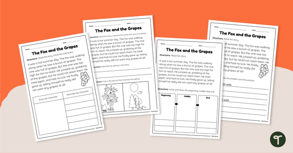 Go to Story Elements Worksheets – The Fox and the Grapes teaching resource