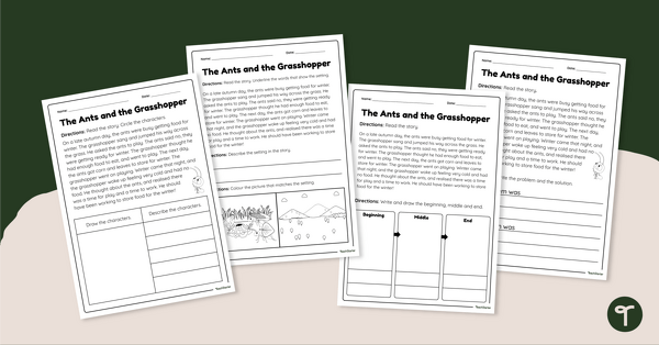 Go to Story Elements Worksheets – The Ants and the Grasshopper teaching resource
