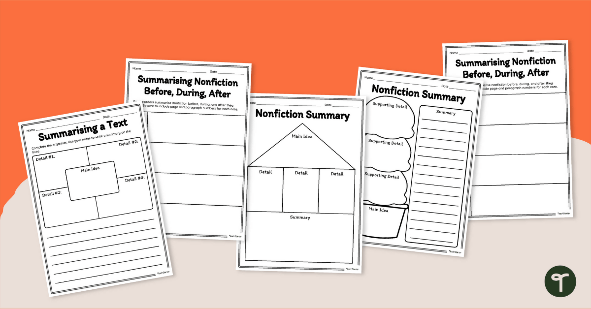 Summarising Nonfiction Graphic Organiser Pack teaching resource