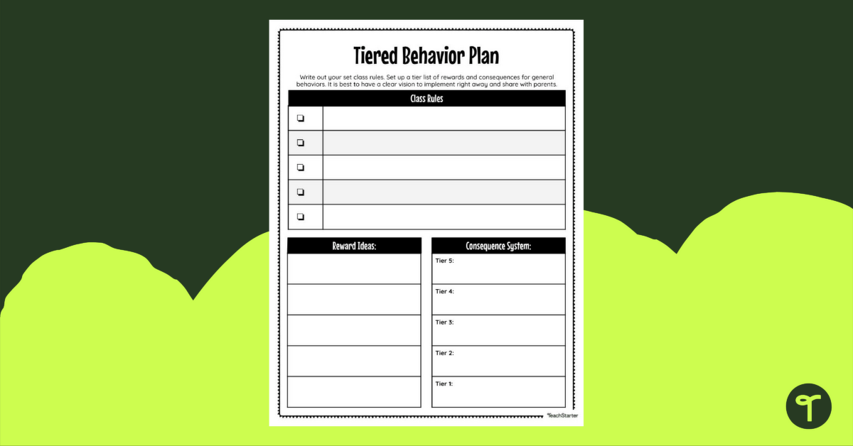 Tiered Behavior Plan – Editable Template teaching resource