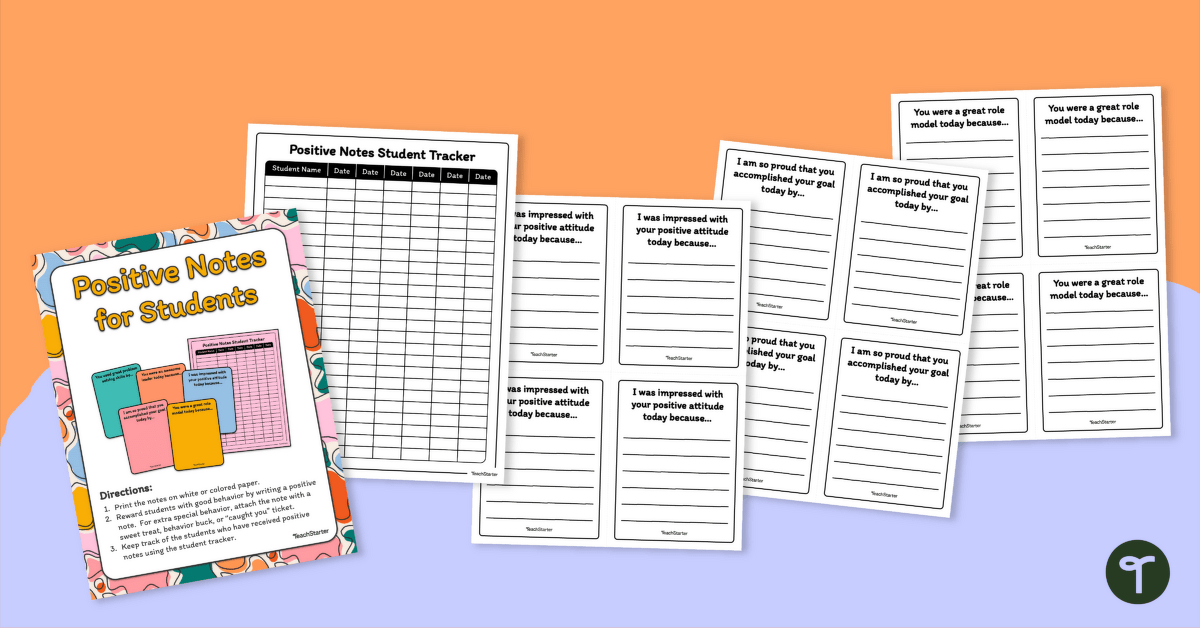 Positive Notes for Students – Printable Templates and Tracker teaching resource
