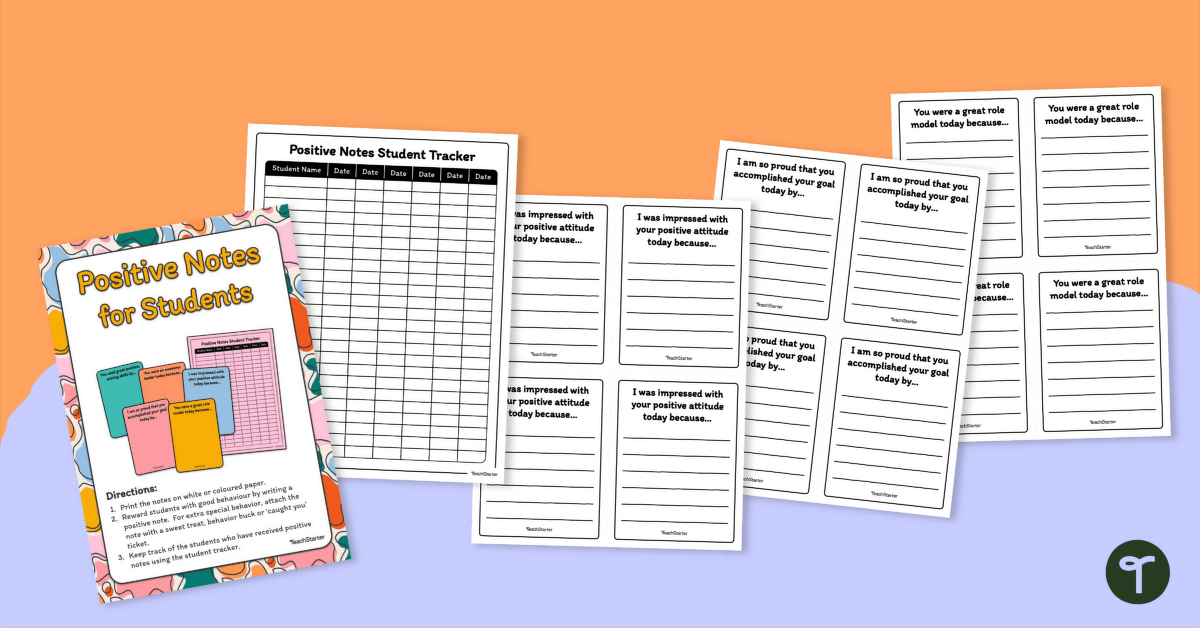 Positive Notes for Students – Printable Templates and Tracker teaching resource