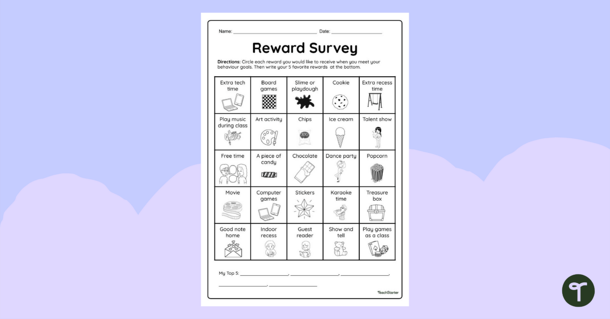 Interest Inventory for Students – Reward Survey teaching resource