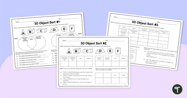 Go to Classifying and Sorting 3D Objects Worksheet teaching resource