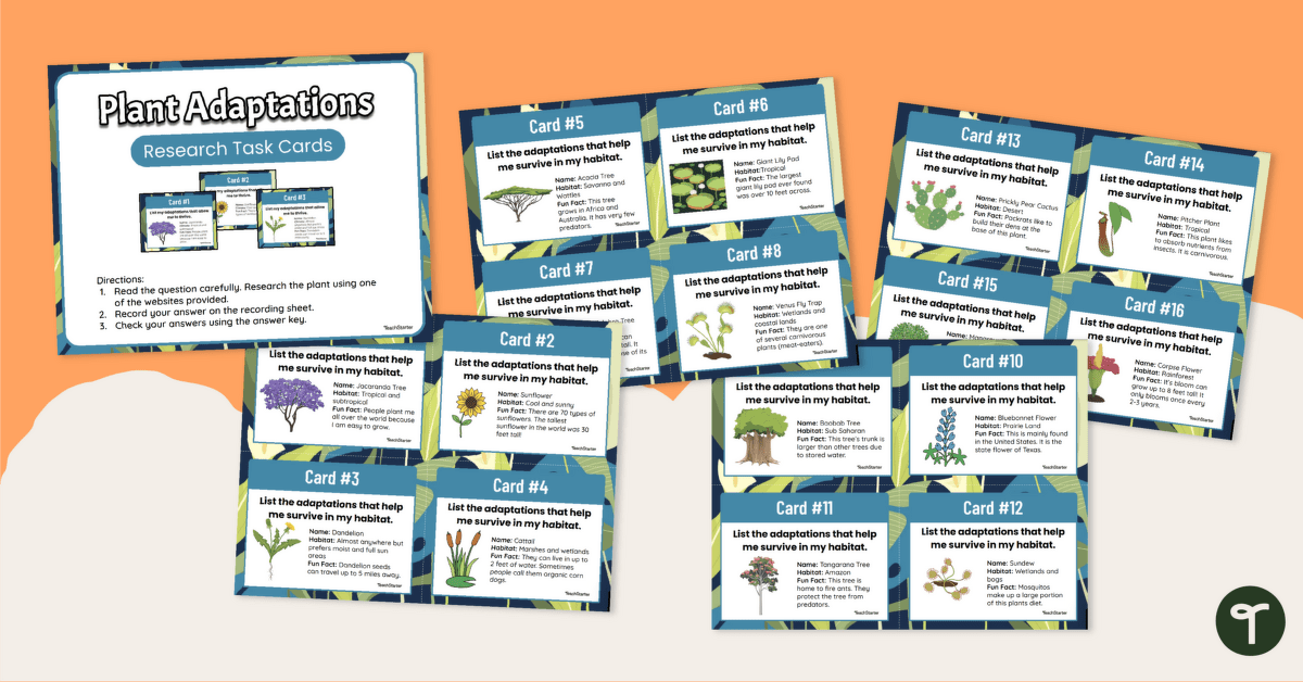 Plant Adaptations - Research Task Cards teaching resource