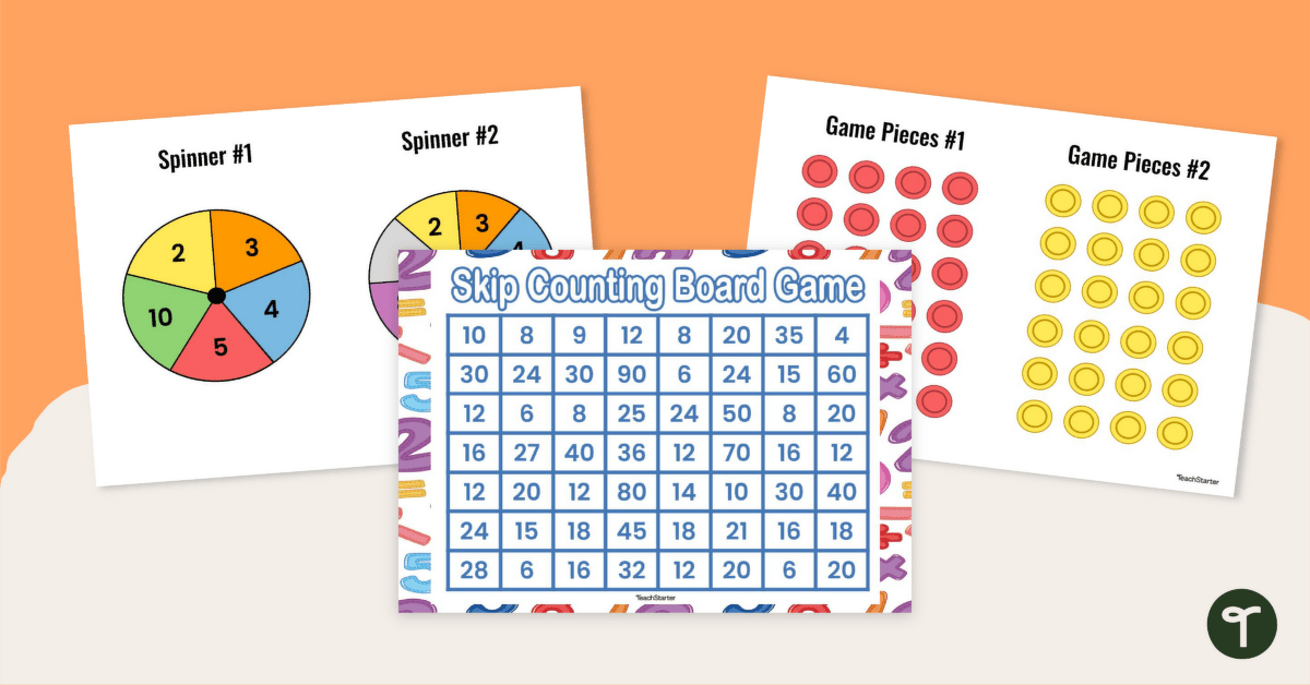 Skip Counting by 2,3,4,5 and 10 Board Game teaching resource