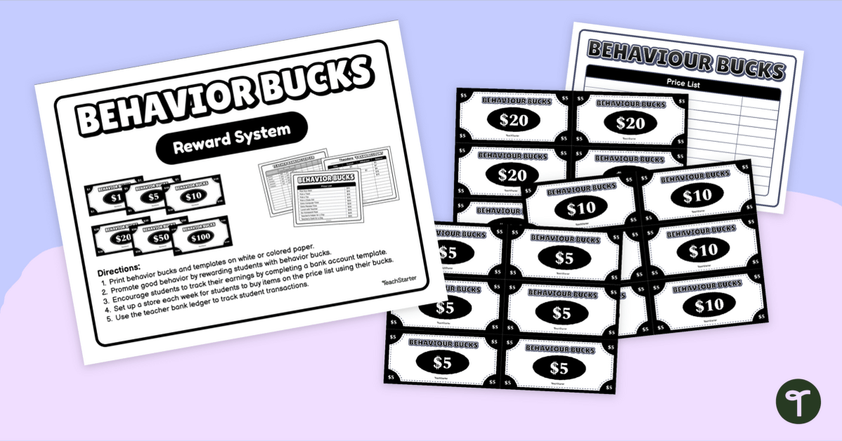 Behavior Bucks Classroom Reward System teaching resource