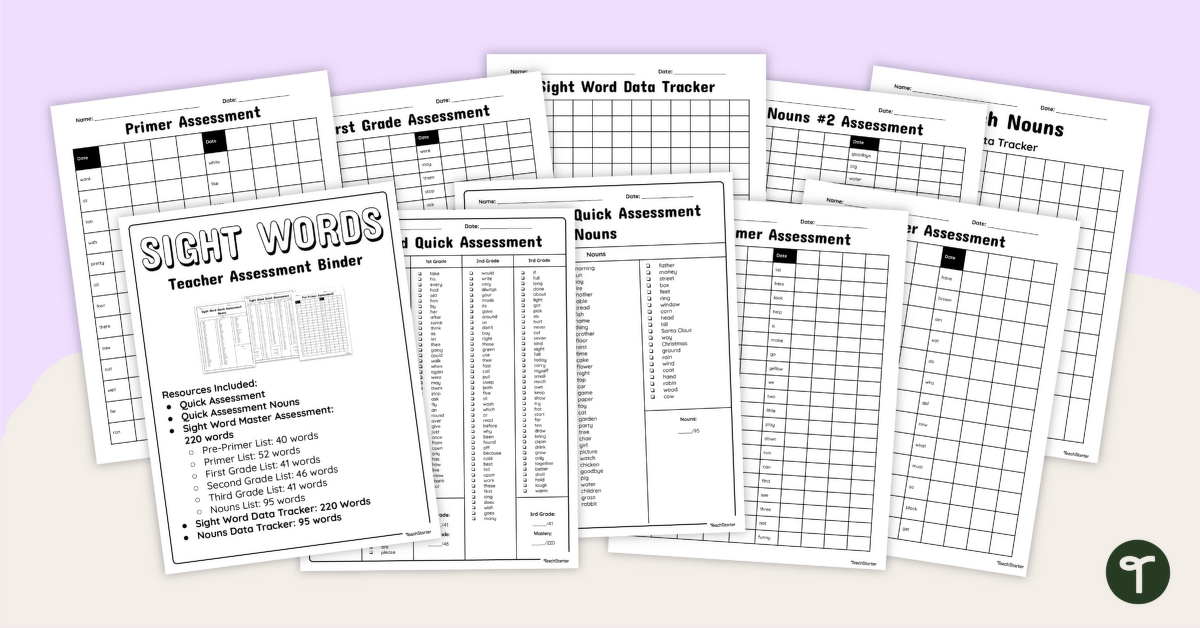 Sight Word Assessments and Data Tracking Sheets teaching resource
