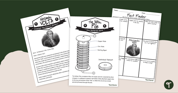 Go to Famous Inventors Fact File — Alessandro Volta Comprehension Worksheet teaching resource