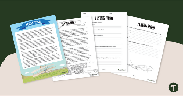 Go to Comprehension – History of Flight Reading Worksheets teaching resource