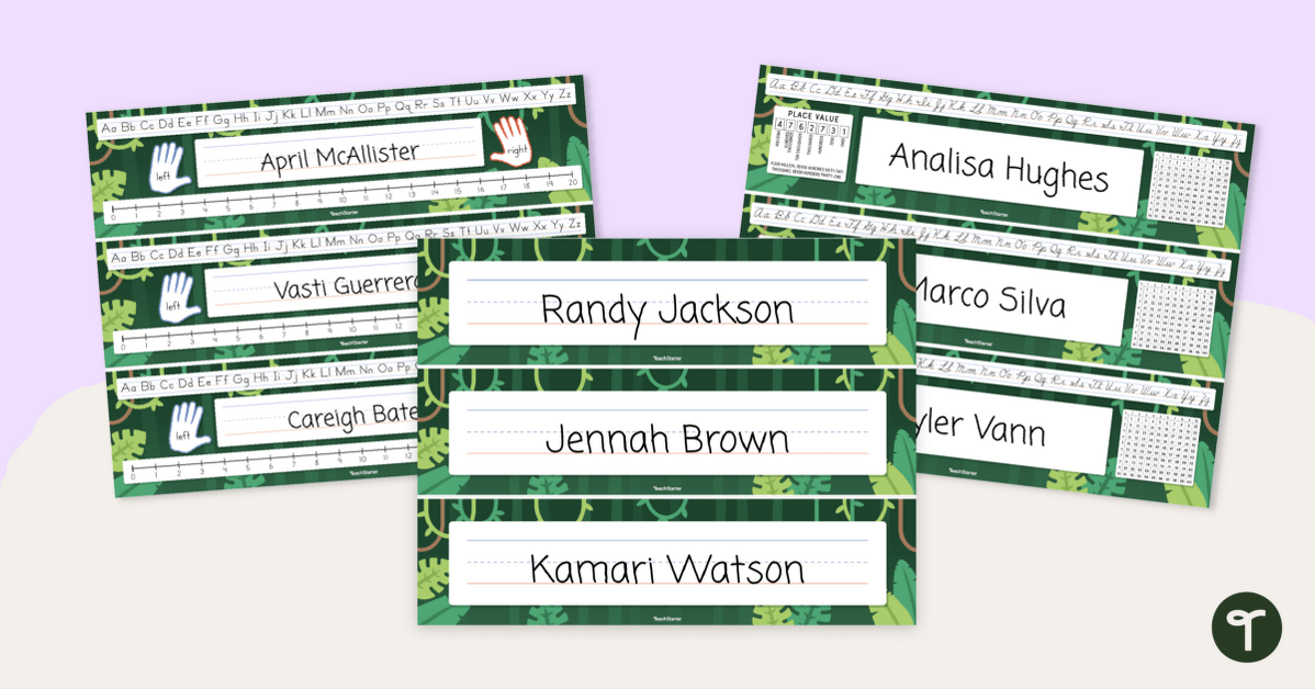 Jungle Theme Classroom Name Plates - Editable teaching resource