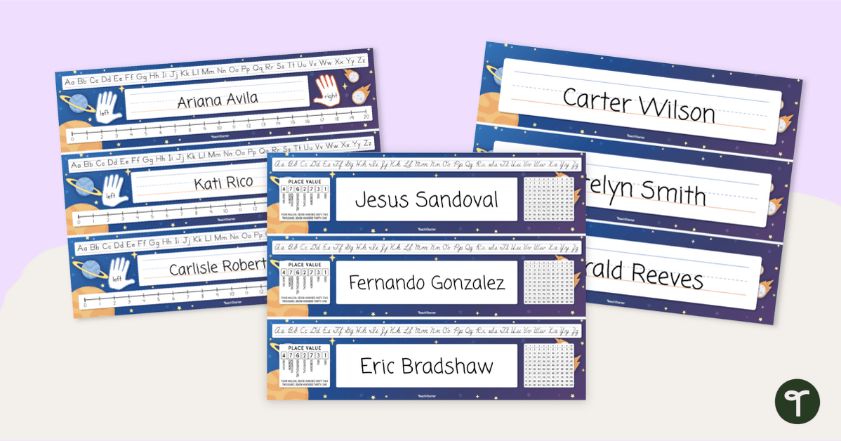 Space-Themed Classroom Name Plate - Editable teaching resource