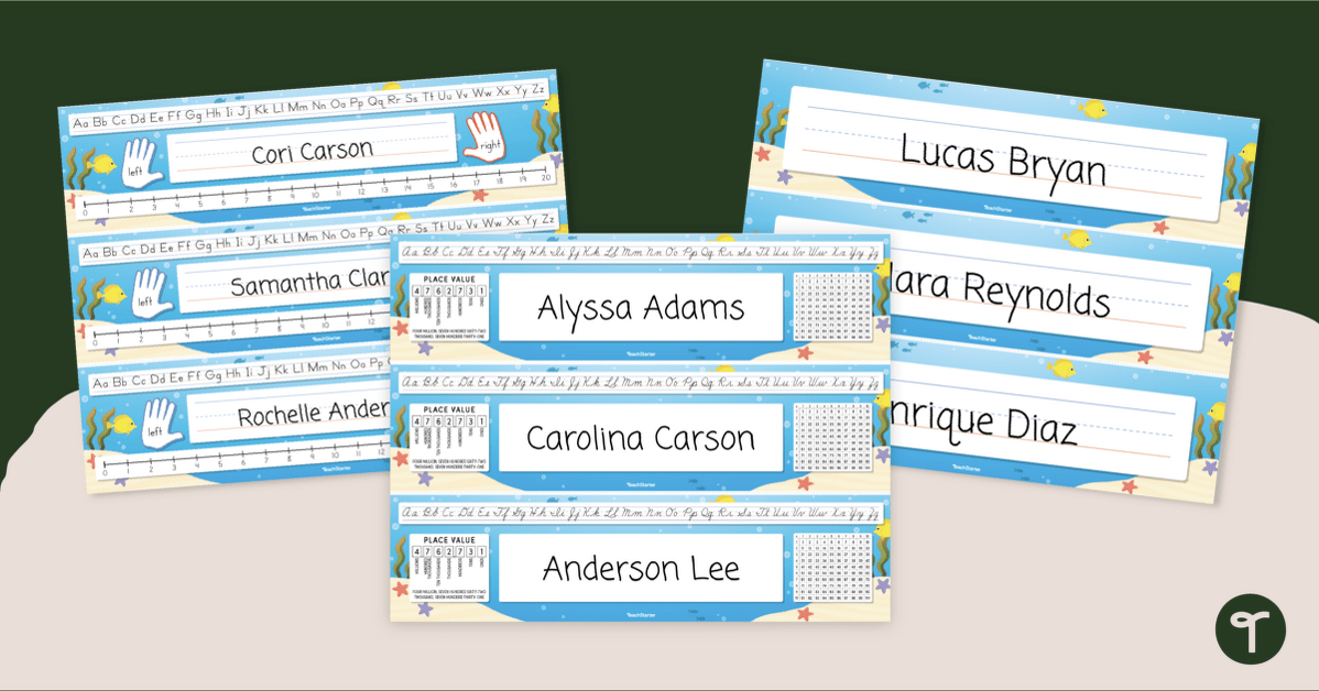Ocean-Themed Classroom Name Plates - Editable teaching resource