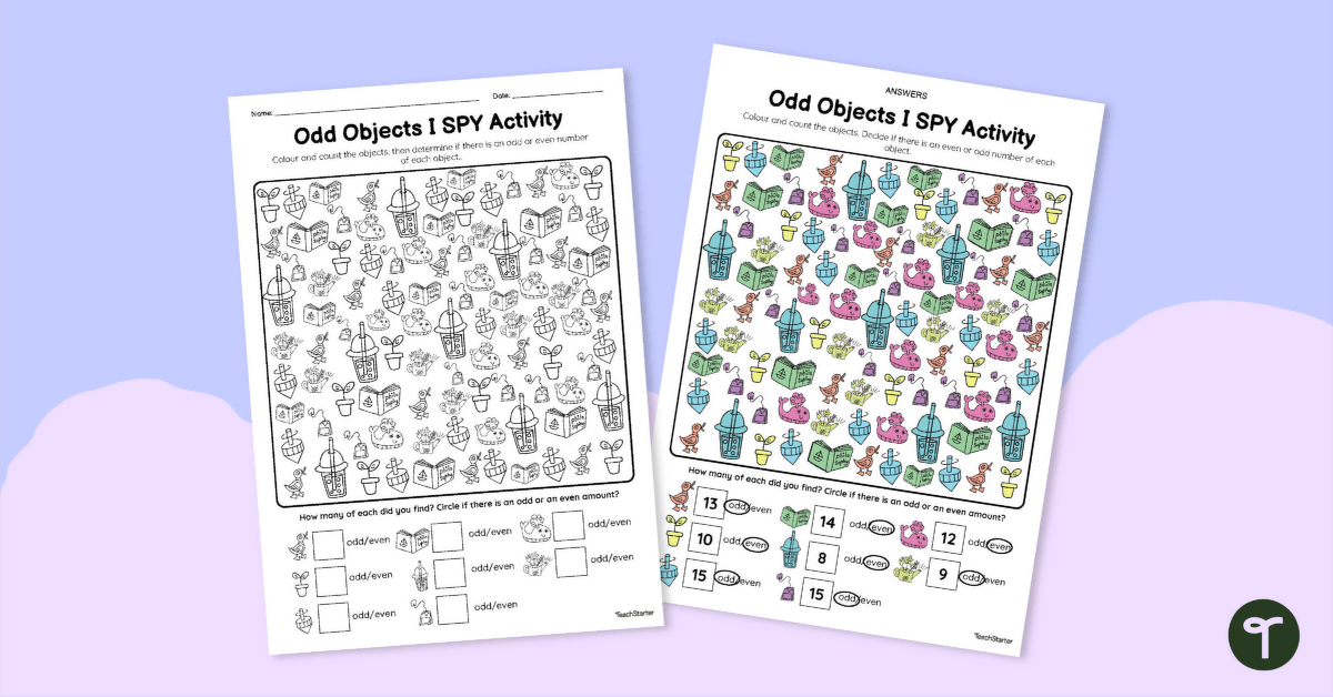 I Spy Odd and Even Number Worksheet teaching resource