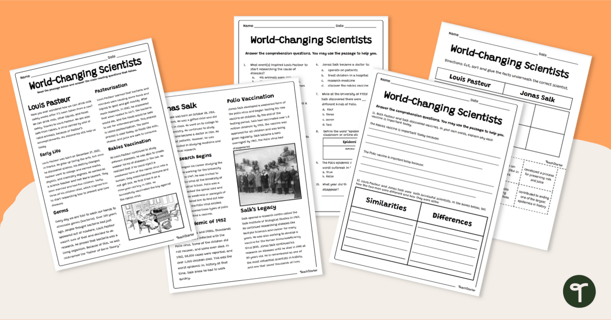 Famous Scientists Reading Comprehension Worksheets teaching resource