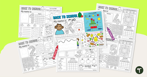 Go to Back to School Activity Mats - K-5 teaching resource