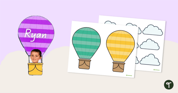 Go to Back to School Door Display – Soaring With Hot Air Balloon teaching resource