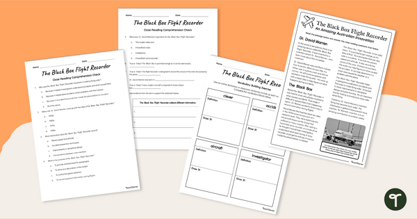 Go to Famous Inventors - Dr. Warren and The Black Box Comprehension Worksheets teaching resource
