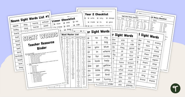 Go to Sight Word Lists – Teacher Resource Binder teaching resource