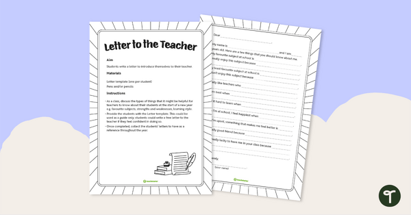 Go to Letter to the Teacher Template teaching resource