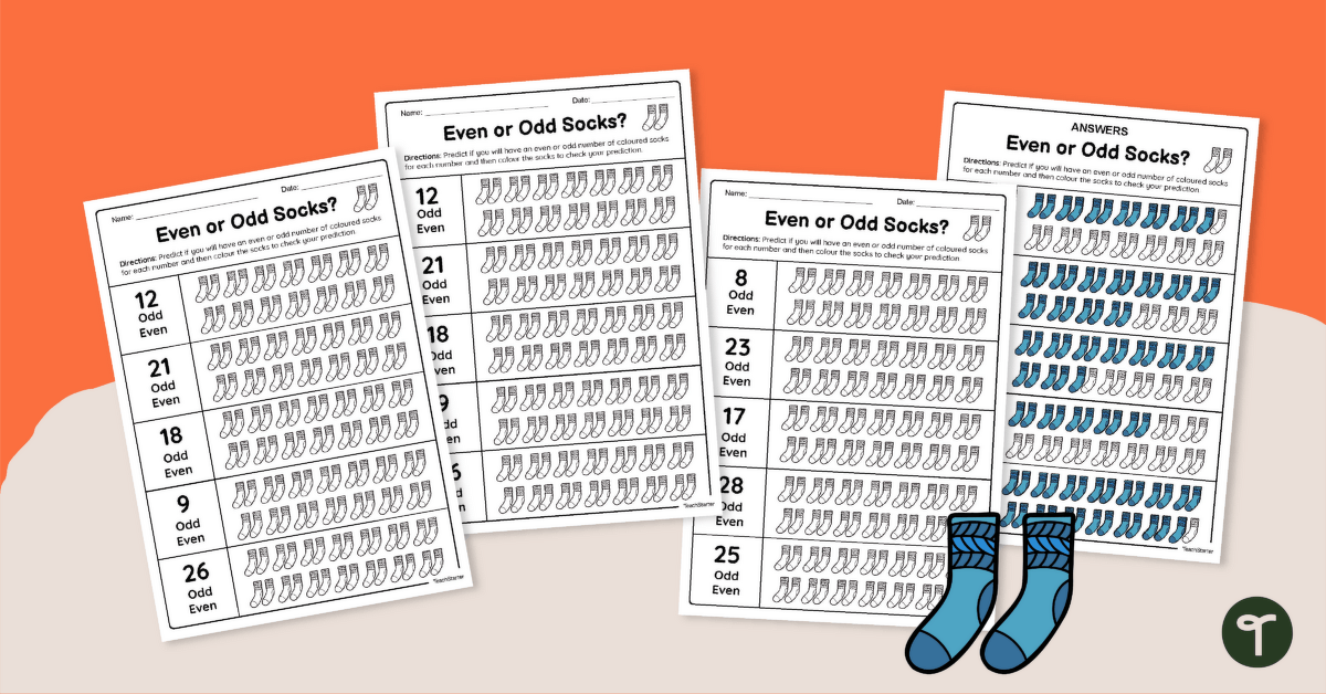 Even or Odd Socks Worksheets teaching resource