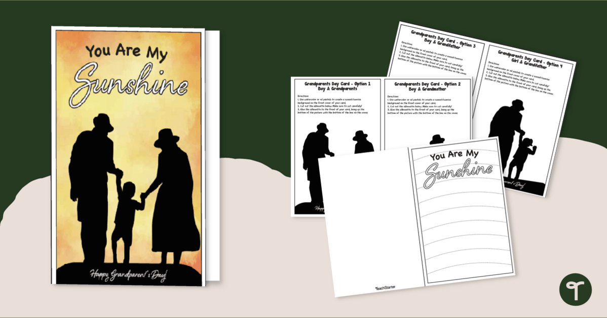 Grandparents' Day Silhouette Card Template teaching resource