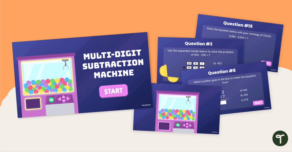 Multi-Digit Subtraction - Interactive Claw Machine teaching resource