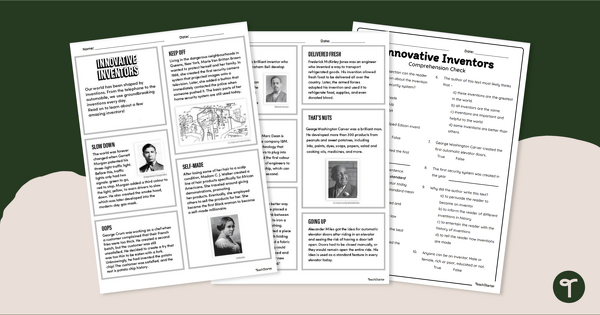 Go to Innovative Inventors - Year 4 Reading Comprehension Worksheet teaching resource
