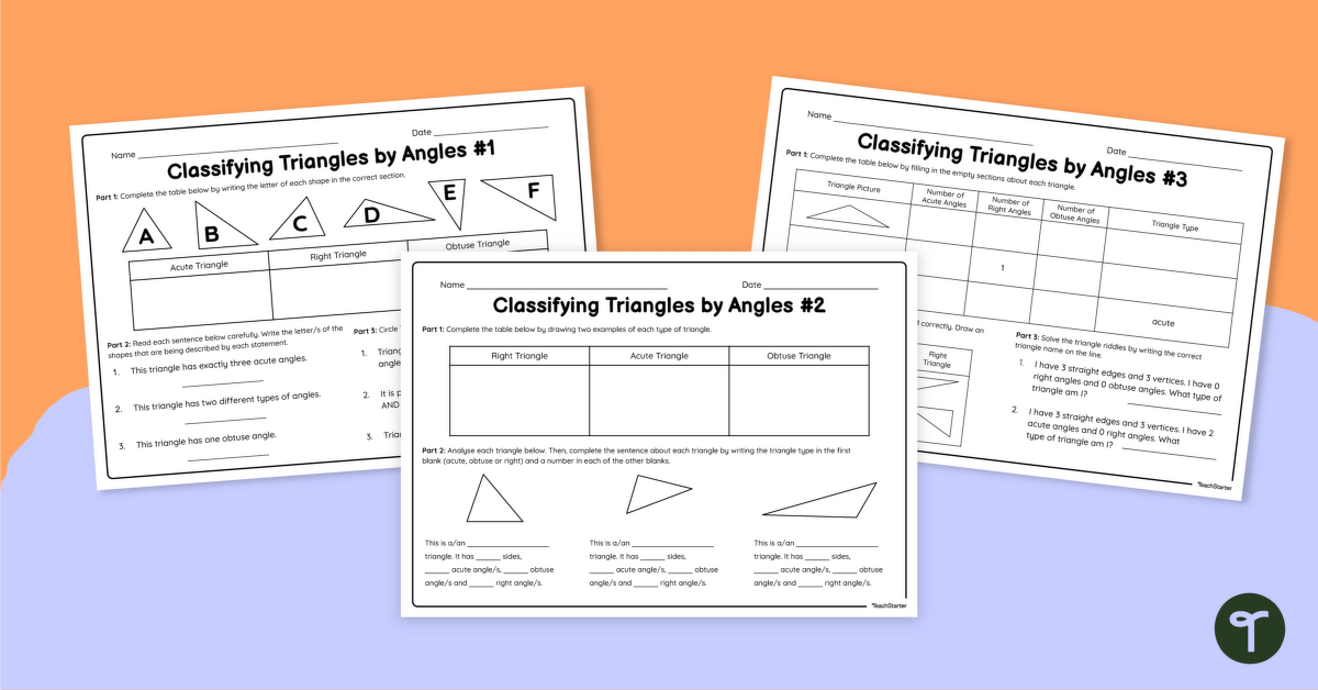 Classifying Triangles (By Angles) Worksheets teaching resource