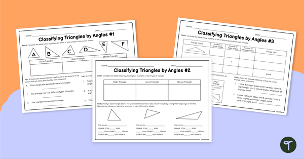 Go to Classifying Triangles (By Angles) Worksheets teaching resource