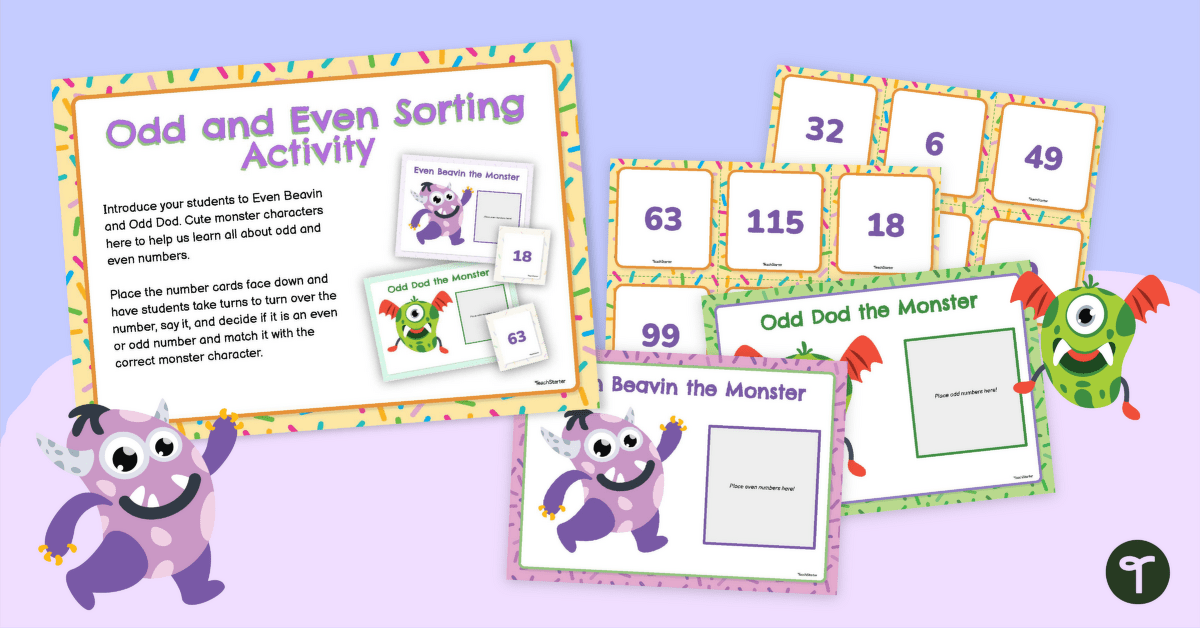 Odd and Even Monsters Sorting Activity teaching resource