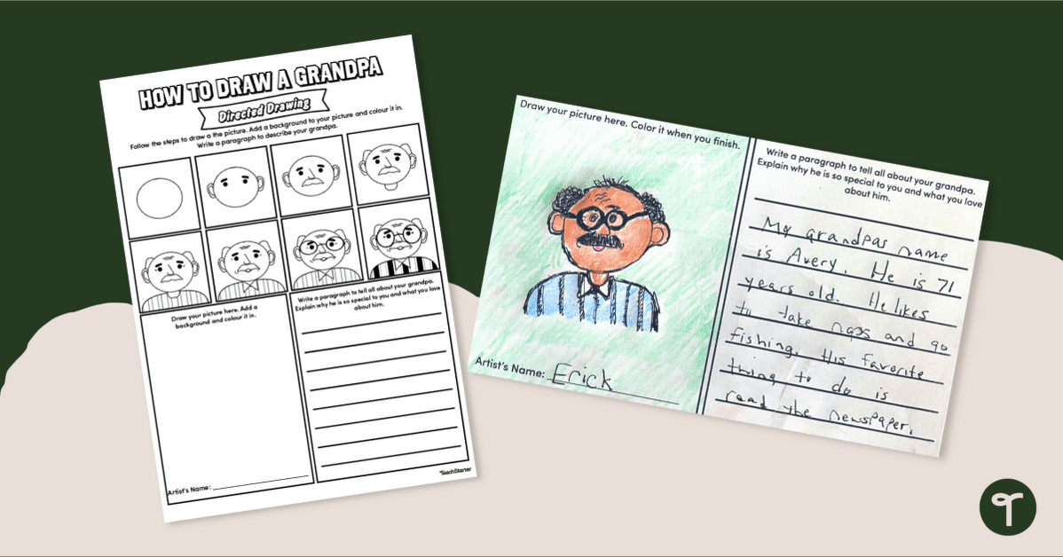 How to Draw a Grandpa - Directed Drawing teaching resource