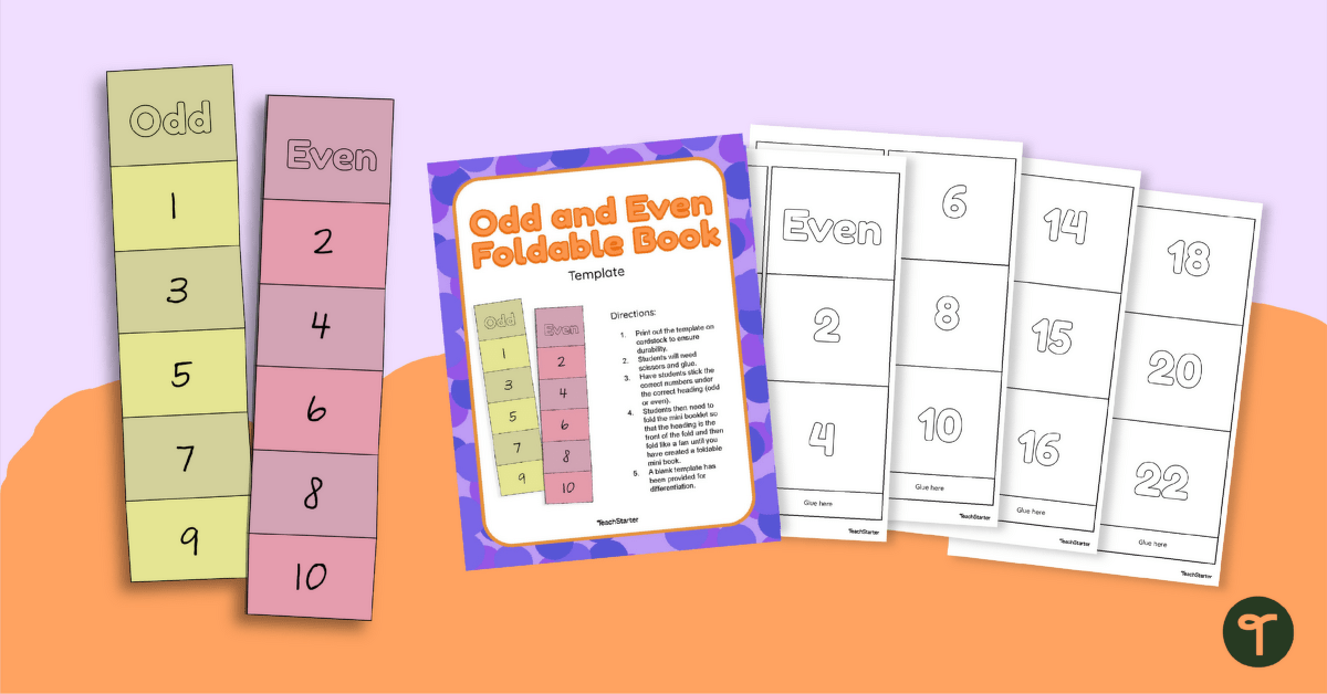 2nd Grade Odd and Even Foldable Book Template teaching resource
