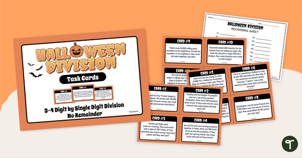 Go to Halloween Themed Division Word Problems - Task Cards teaching resource