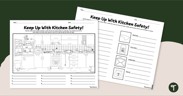 Fire Prevention Week - Kitchen Safety Worksheets | Teach Starter